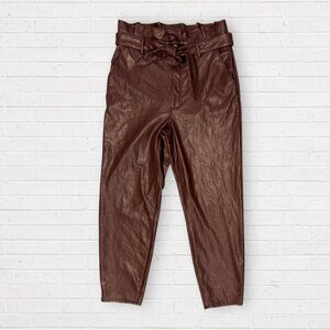 Abercrombie & Fitch Brown Faux Leather High Rise Paper Bag Waist Pants Belt L